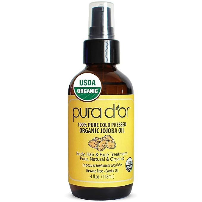 PURA D'OR Organic Jojoba Oil (4oz / 118mL) 100% Pure USDA Certified Premium Grade Natural Moistur... | Amazon (US)