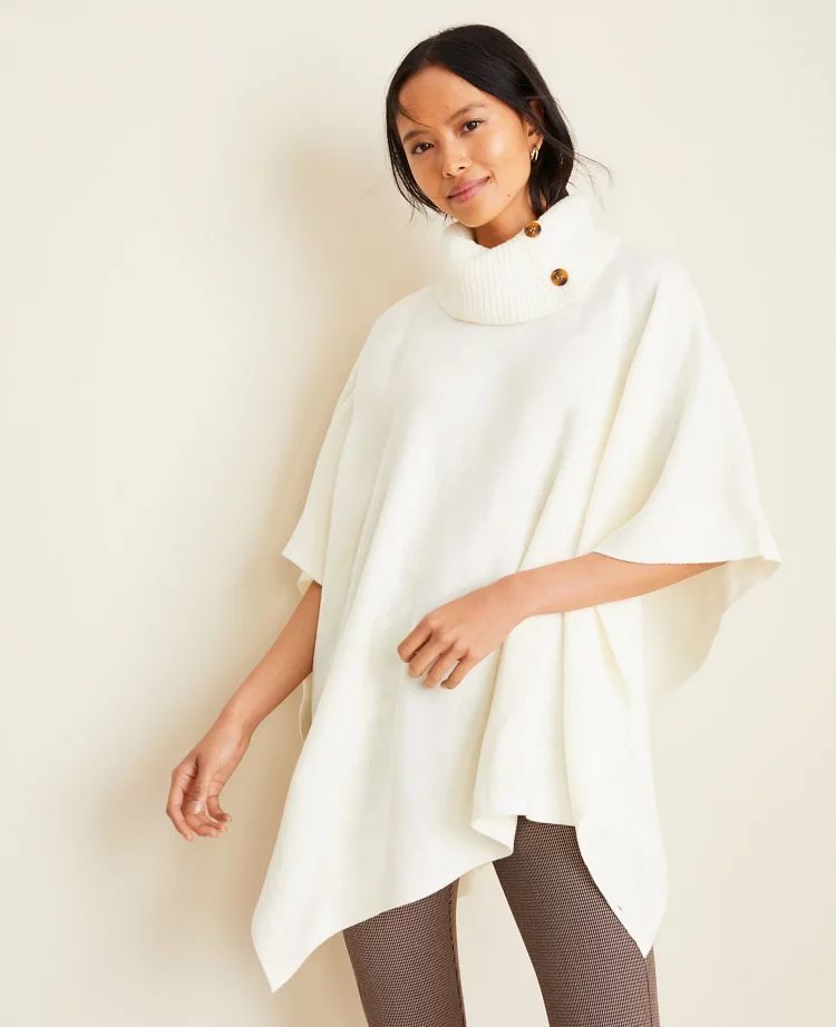 Turtleneck Button Poncho | Ann Taylor (US)