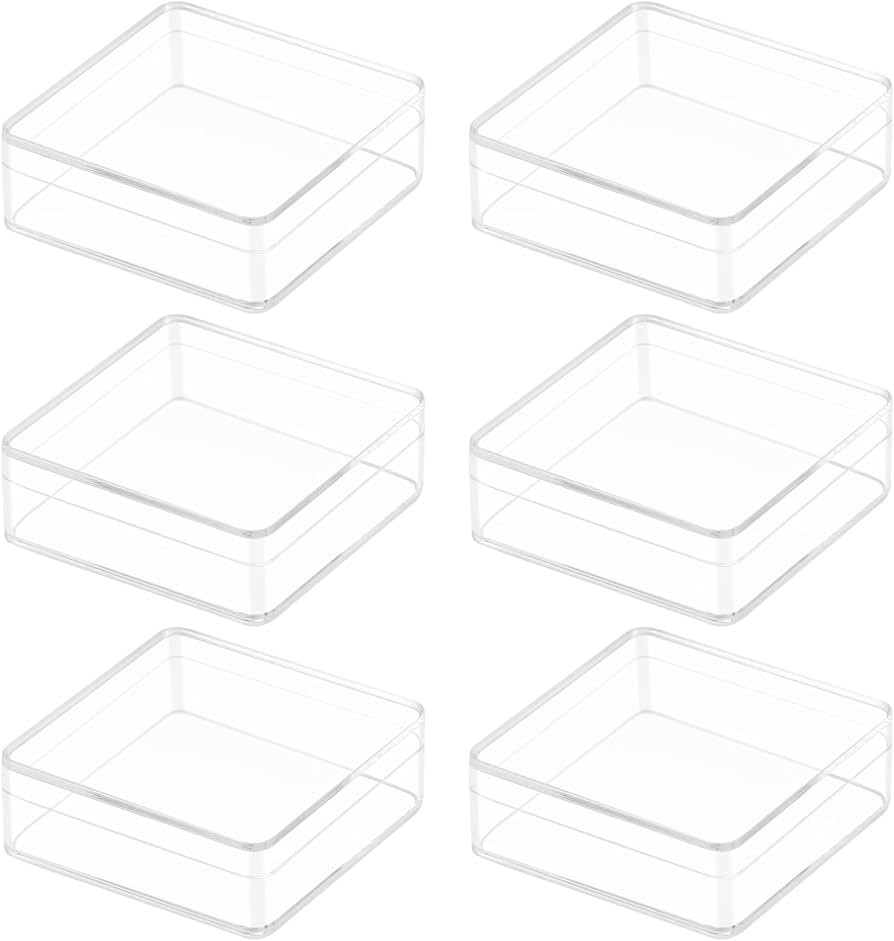 Worasign Small Acrylic box, 6 Pack 2.4x2.4x0.79 Inches Min Clear Acrylic Plastic Square Container... | Amazon (US)