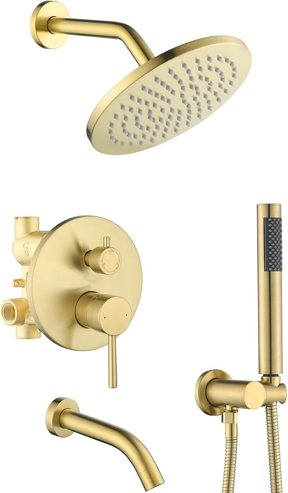 Shower System with Tub Spout, Gold Bathtub Shower Faucet Set | Amazon (US)