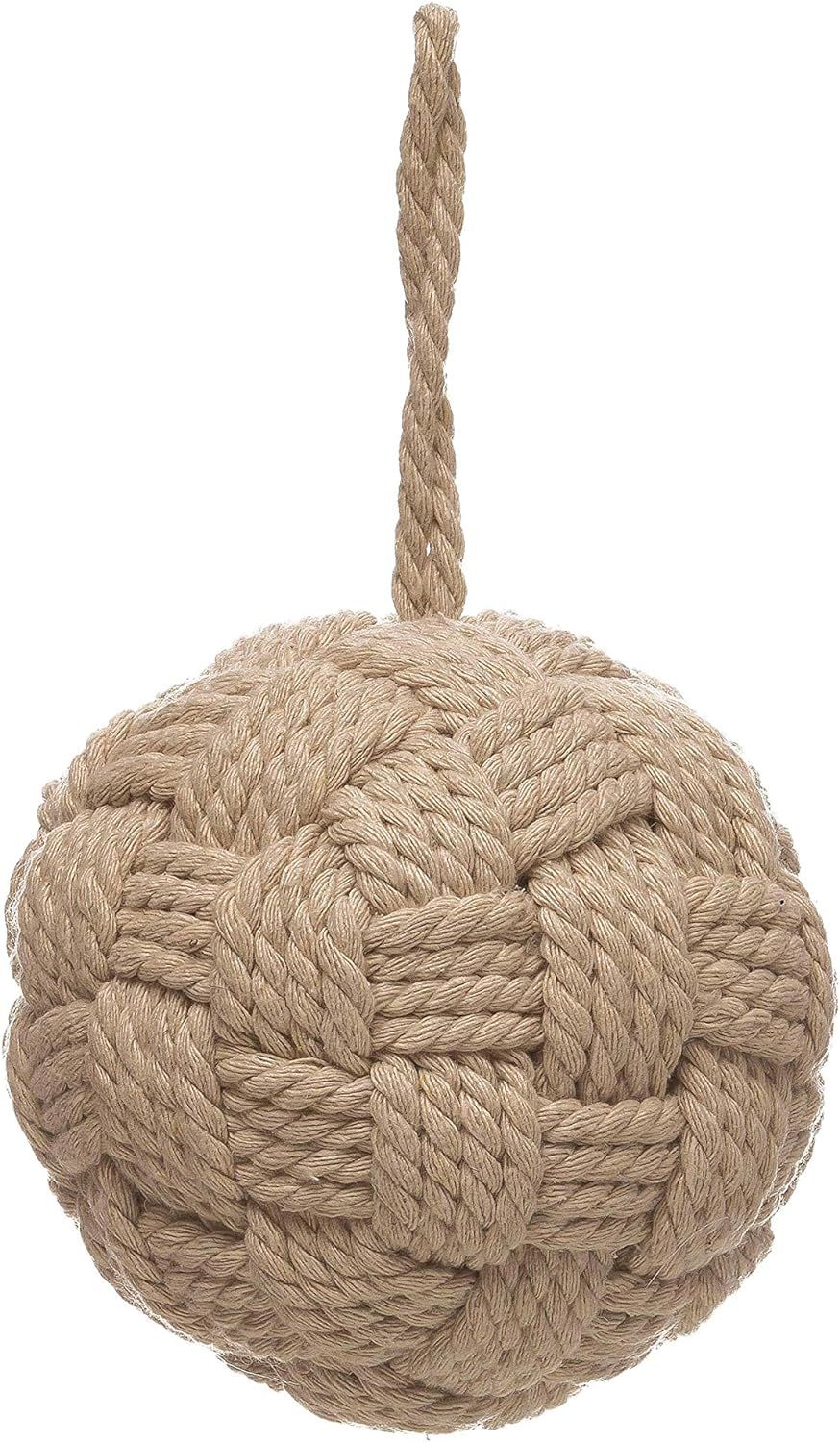 Creative Co-Op Cotton Rope Ball Ornament, Cream | Amazon (US)