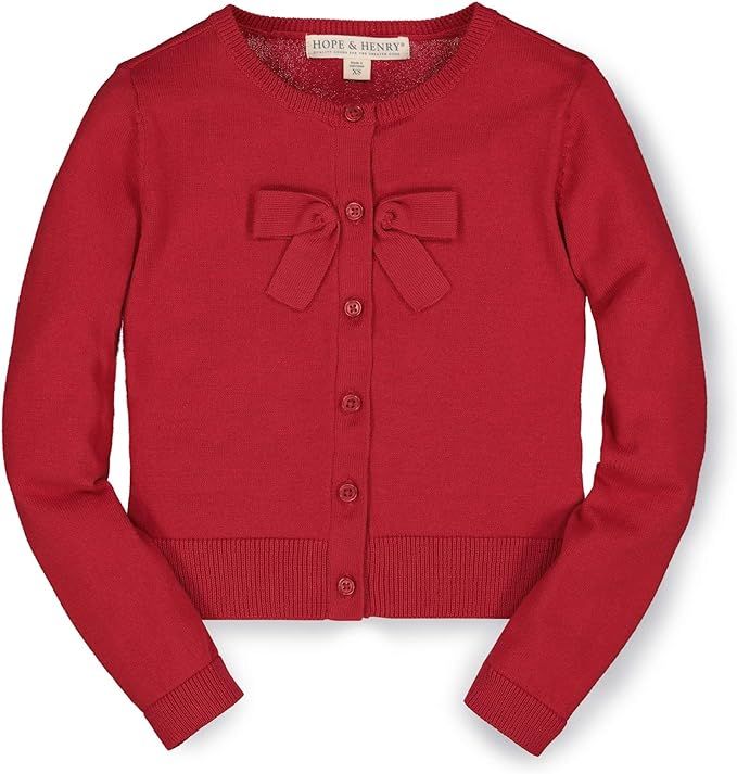 Hope & Henry Girls' Long Sleeve Cardigan with Front Bow Detail | Amazon (US)