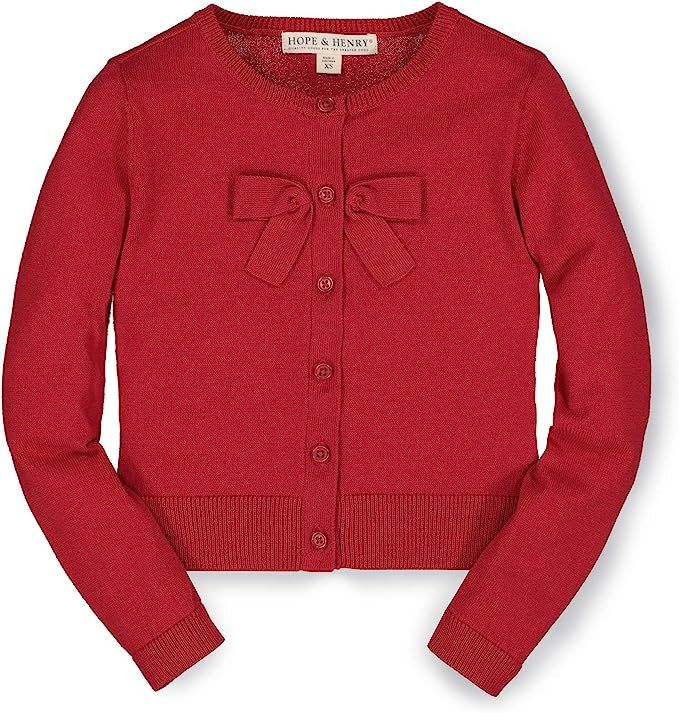 Hope & Henry Girls' Long Sleeve Cardigan with Front Bow Detail | Amazon (US)