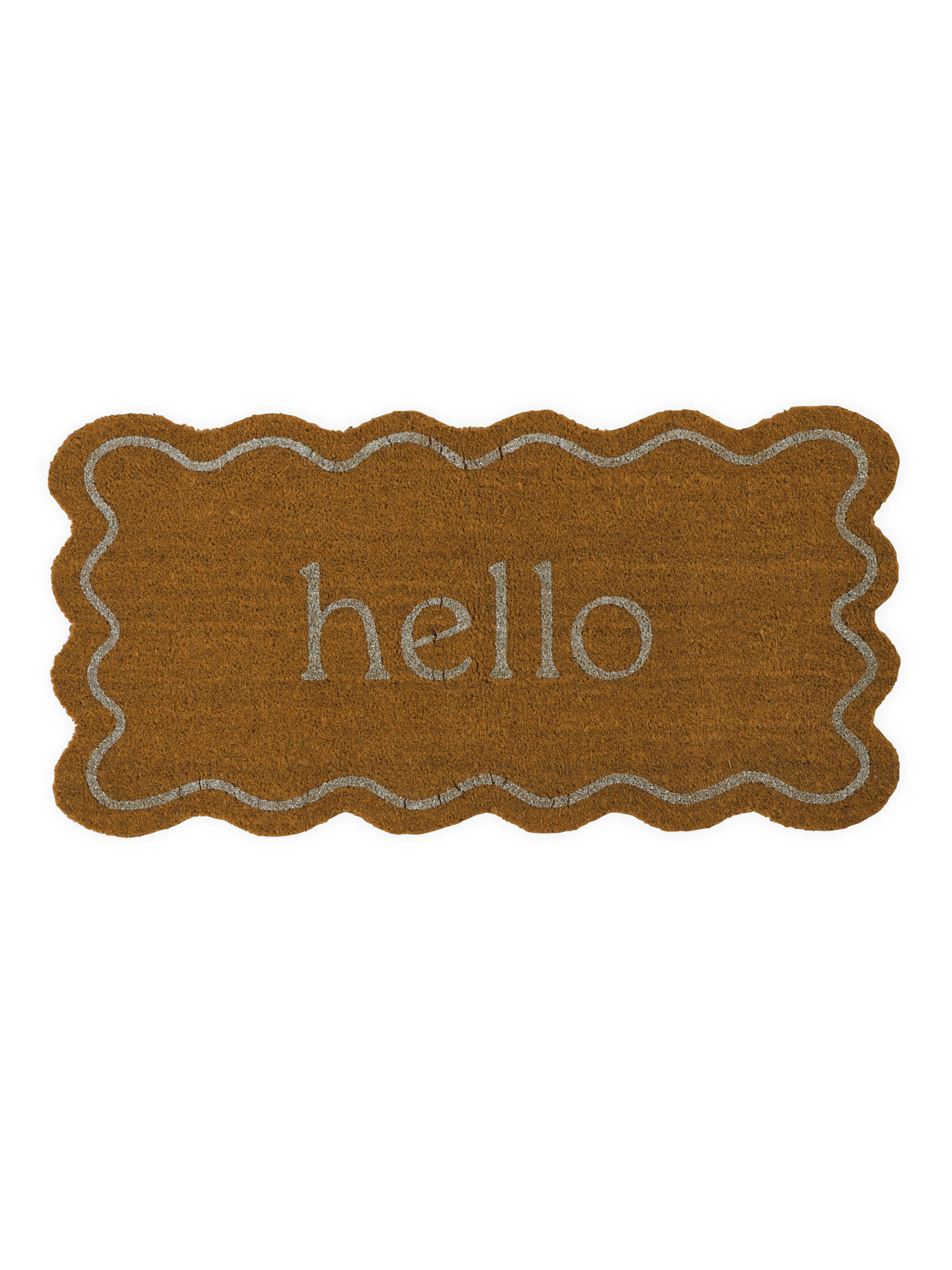 20x40 Holly Hello Wide Wavy Edge Glitter Printed Coir Doormat | TJ Maxx