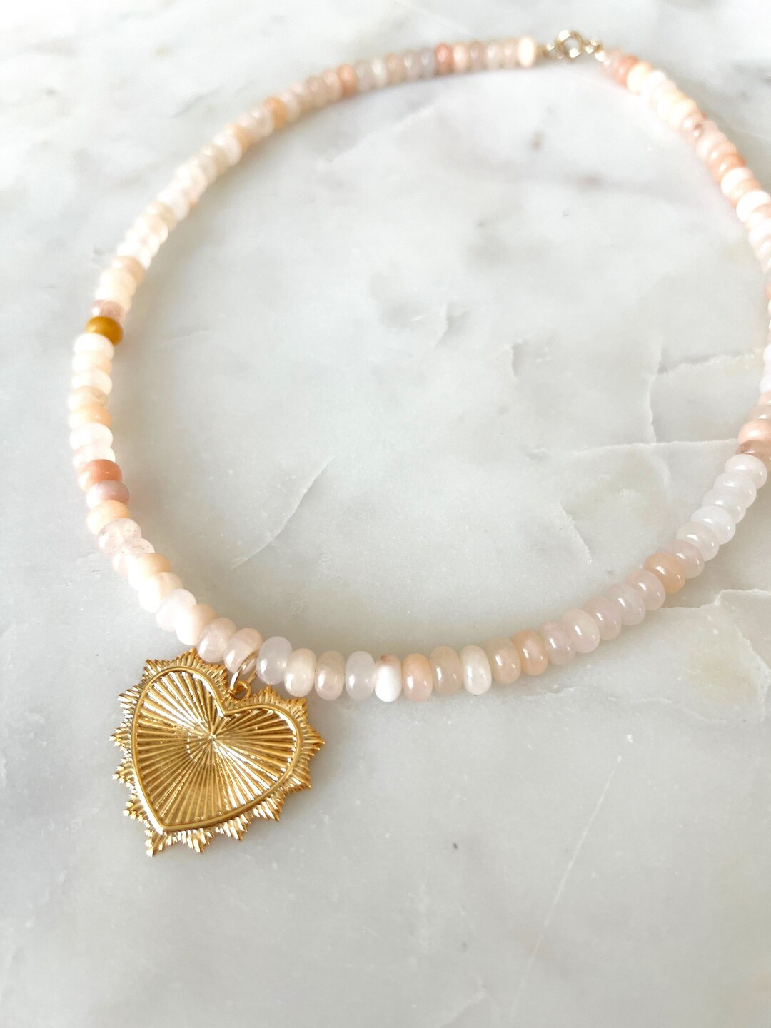 Eros Charm Gemstone Necklace - Light Pink | Etsy (US)