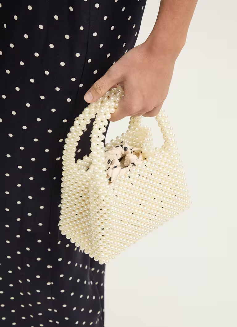 Pearl White Acrylic Pearl Bead Handle Mini Tote Bag | L.K. Bennett (UK)