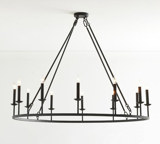 Remington Iron Round Ceiling-Mounted Chandelier (50") | Pottery Barn (US)