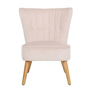 June Light Pink/Brown Upholstered Side Chair | The Home Depot