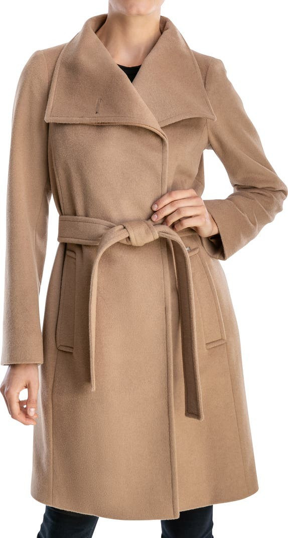 Belted Asymmetrical Wool Blend Trench Coat | Nordstrom Rack