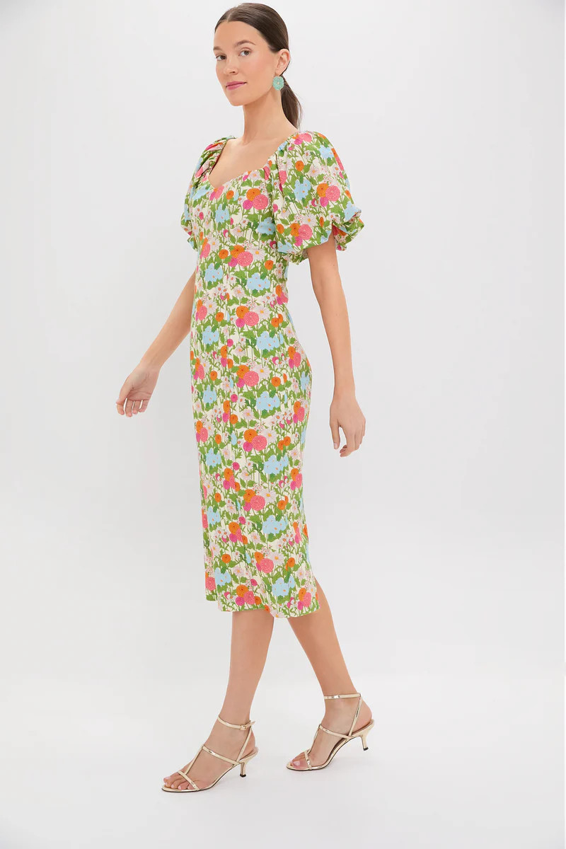 Green Multi Begonia Floral Sallie Midi Dress | Tuckernuck (US)
