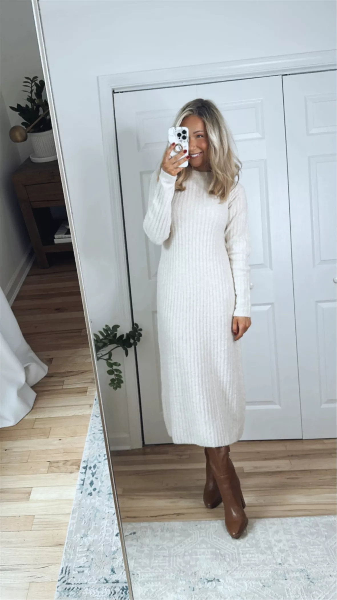 hm sweater dress Women's Dark grey marl Rib-knit Loose fit with a round Ladies - Pink Sweatshirt dress