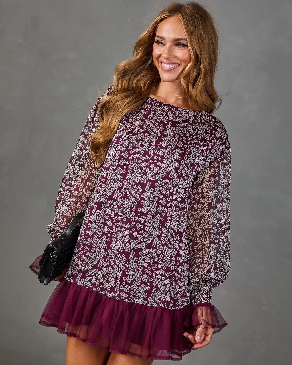 Fall In Love Floral Ruffle Hem Mini Dress | VICI