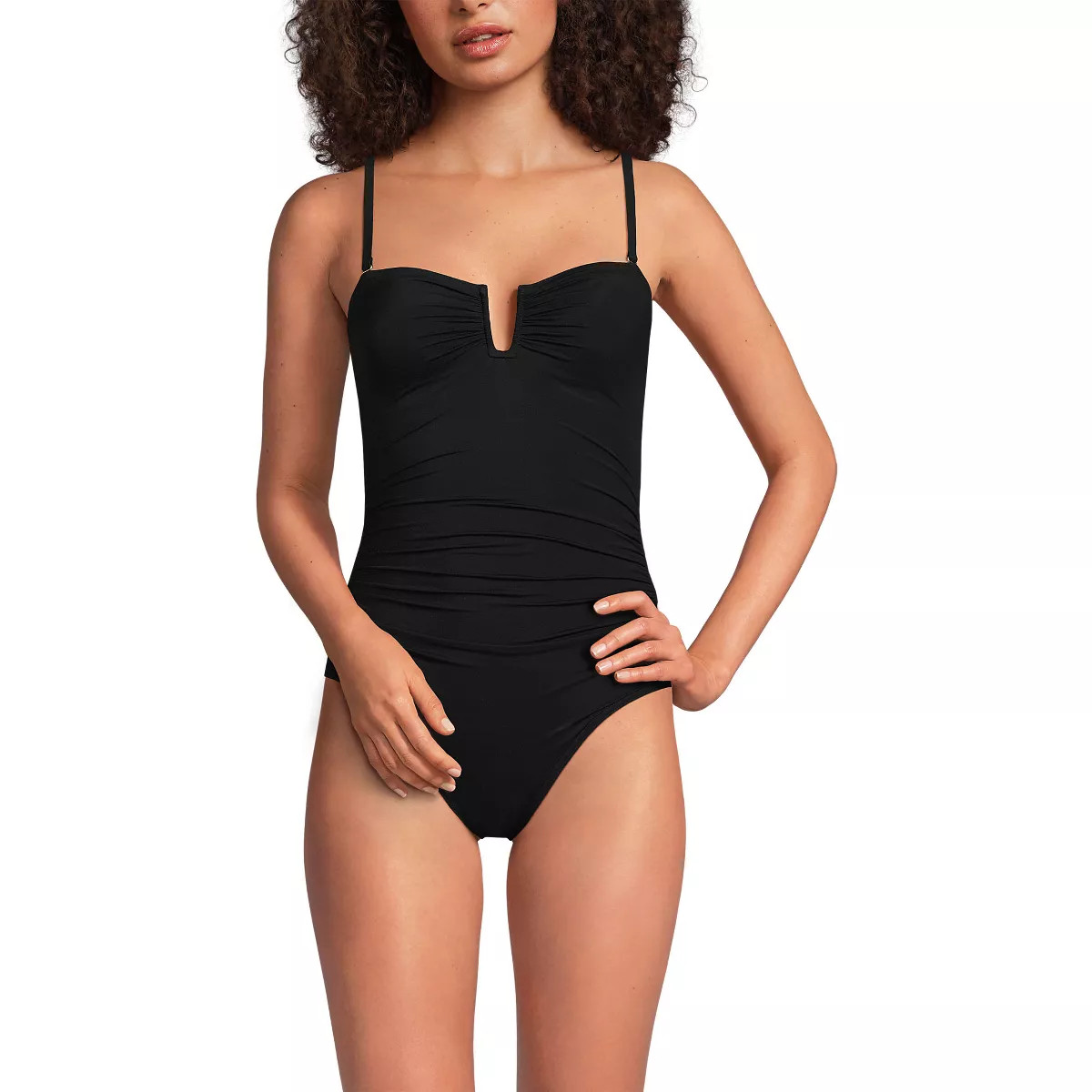 Lands' End Women's Slender Suit Tummy Control U-Wire Bandeau One Piece Swimsuit | Target