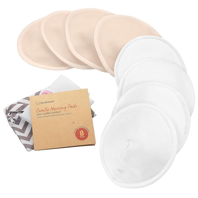 Organic Bamboo Viscose Nursing Pads - 8 Washable Breastfeeding Pads, Wash Bag, Reusable Breast Pa... | Amazon (US)
