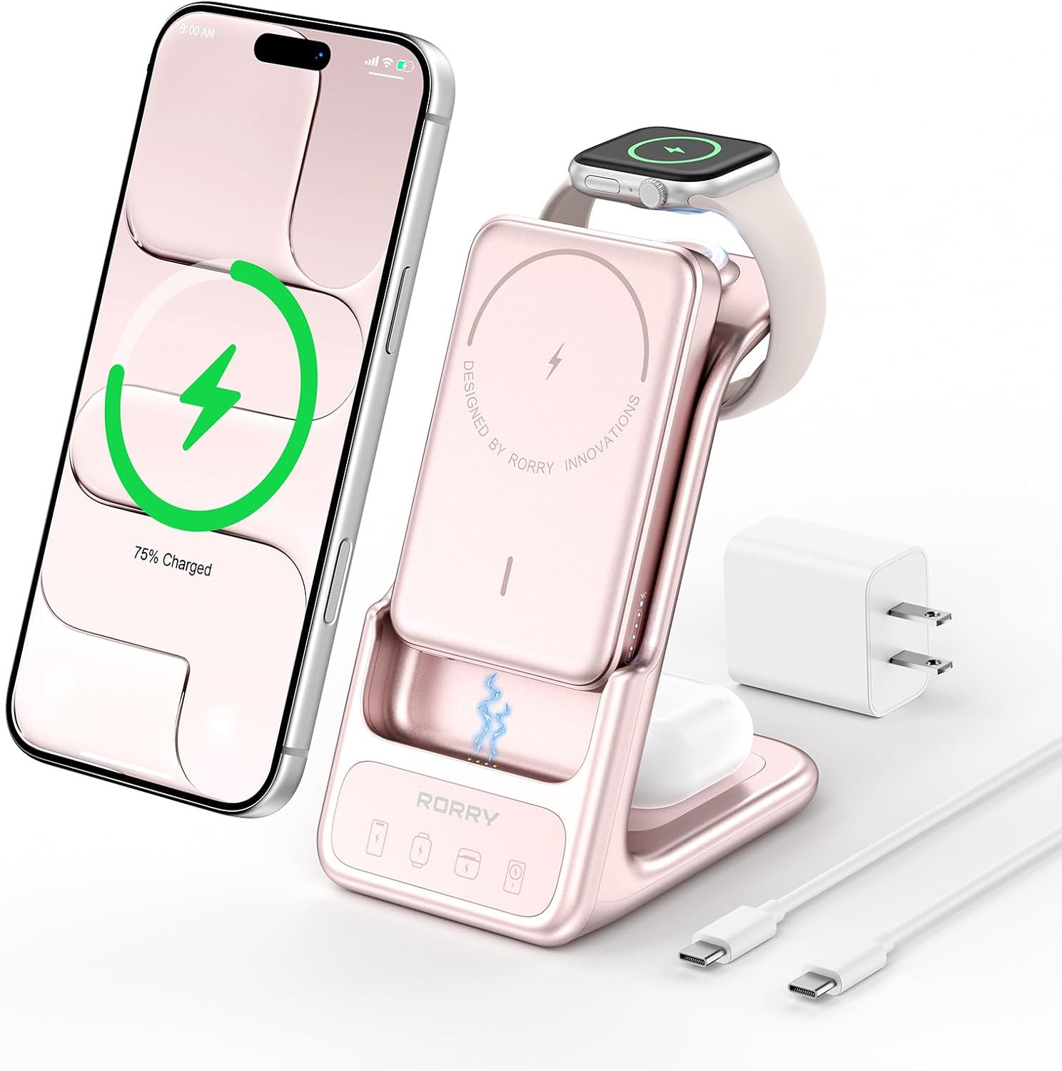 RORRY AuraDock Charging Station for Apple,5000mAh Detachable Power Bank | Amazon (US)
