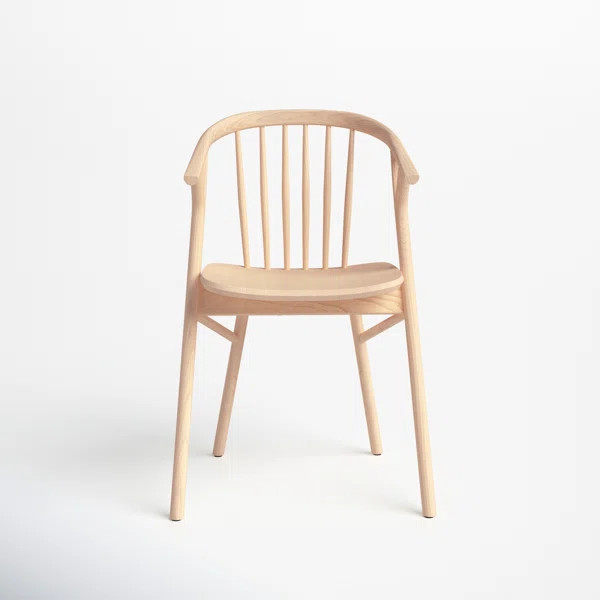 Fincher Solid Wood Windsor Back Arm Chair in Natural | Wayfair North America