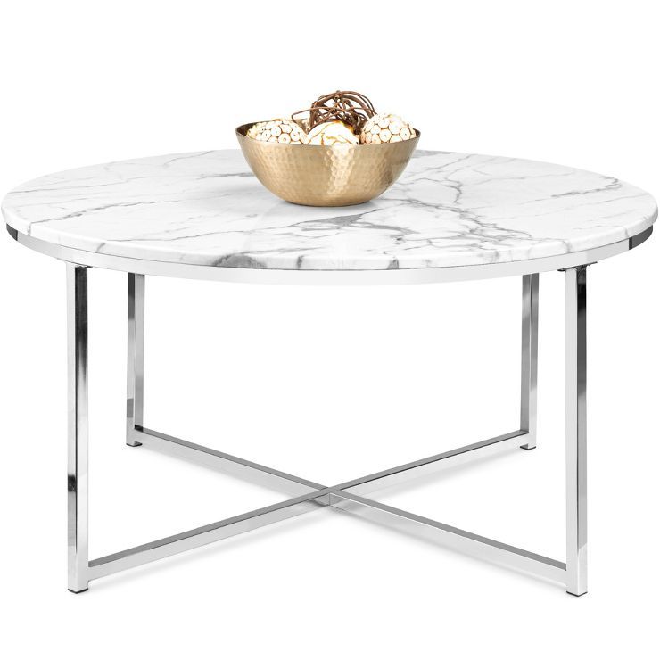 Best Choice Products 36in Faux Marble Modern Round Living Room Accent Coffee Table w/ Metal Frame | Target