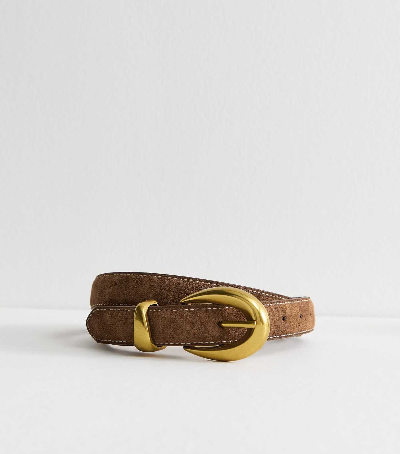 Brown Faux Suede Contrast Stitch Belt | New Look | New Look (UK)