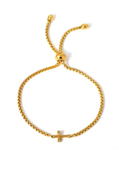 Dainty Cross Pull & Tie Bracelet | The Styled Collection