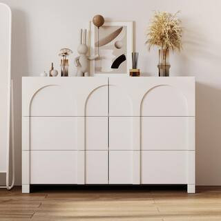 Polibi Modern Style White 6 Drawers 48.2 in. W Dresser Sideboard Cabinet RS-W61WD-W - The Home De... | The Home Depot