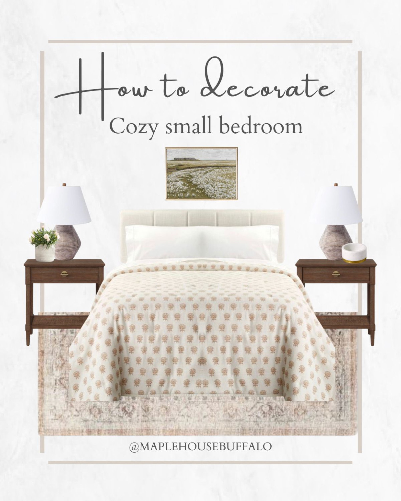 Cozy bedroom - spring refresh - comforter - quilt - pillows - nightstand - bedding - over the bed artwork -
area rug 

#LTKstyletip #LTKhome #LTKFind
