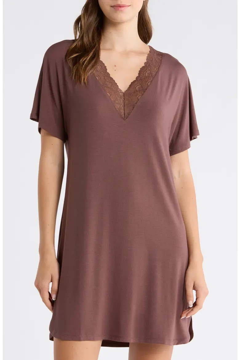 Moonlight Eco Lace Trim Nightshirt (Women) | Nordstrom | Nordstrom