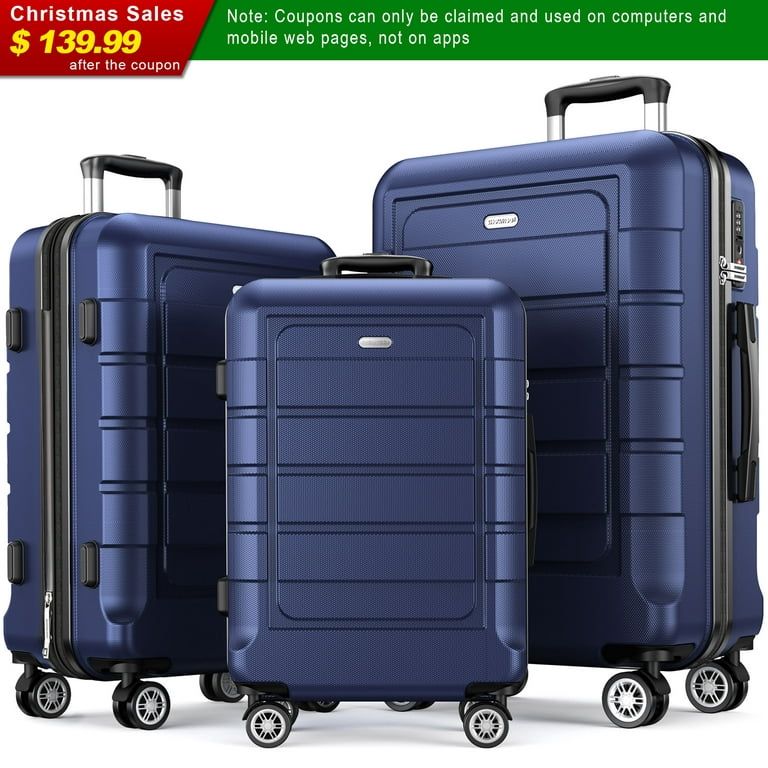 SHOWKOO 3 Piece Luggage Set Expandable ABS Hard Shell luggage Set Double Spinner Wheels Suitcase ... | Walmart (US)