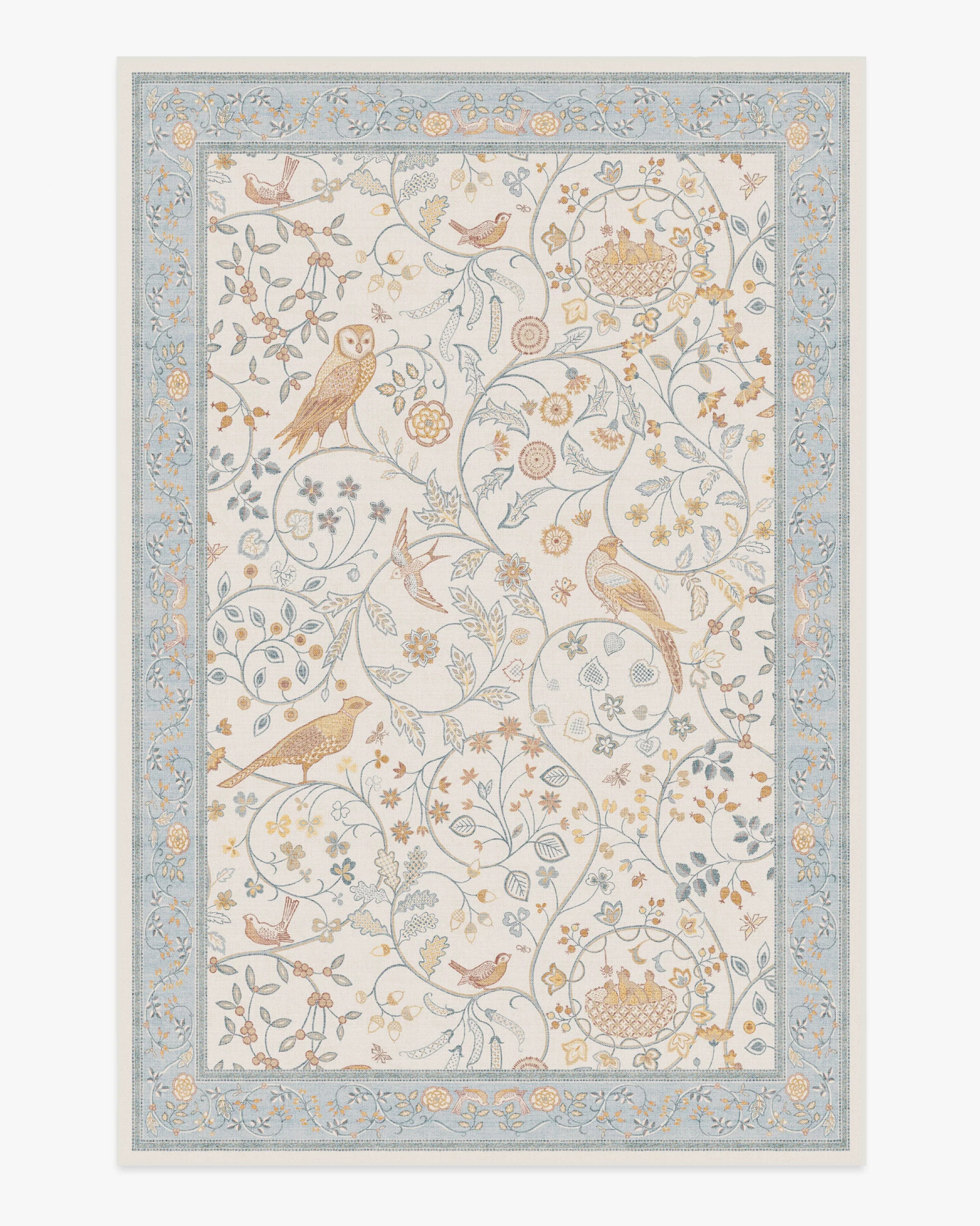 Morris & Co. Newill Ivory & Blue Rug | Ruggable US | Ruggable