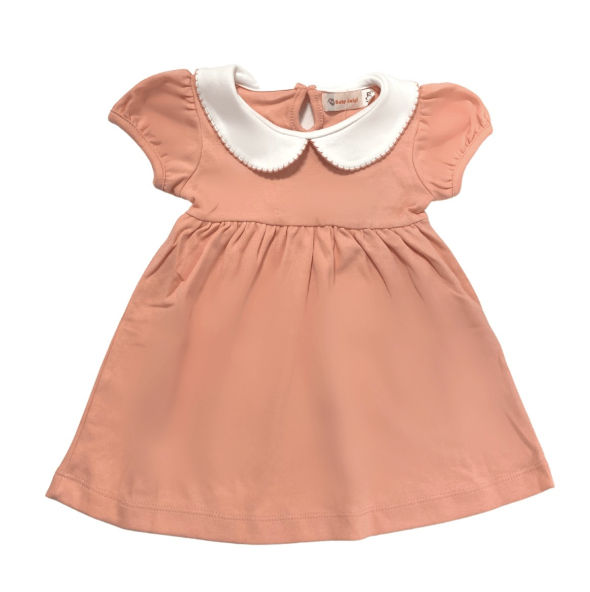 Short Sleeve Picot Collar Dress in Melon | Ellifox