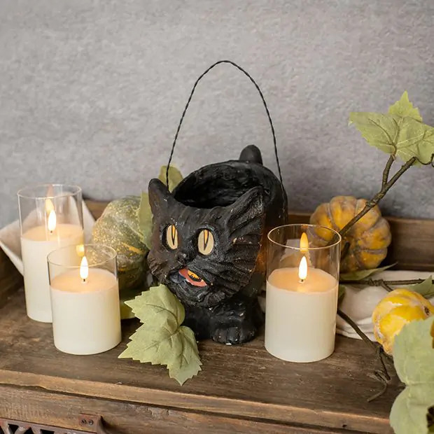 Black Cat Paper Mache Basket | Antique Farm House