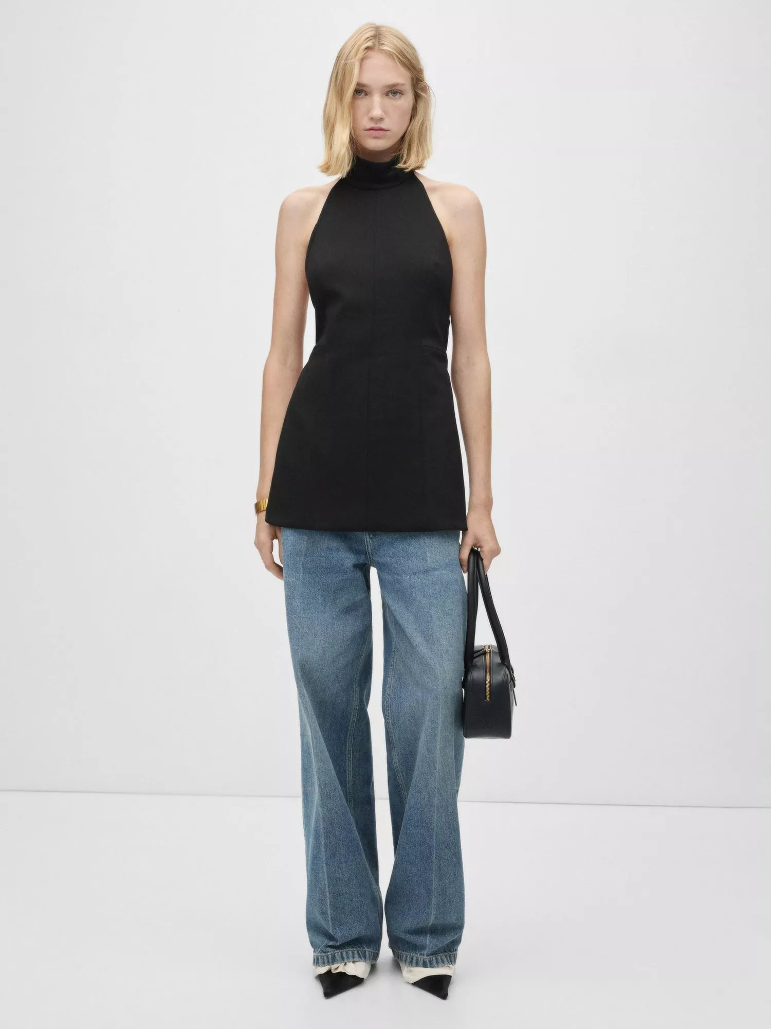 Mango Vero Halterneck Waistcoat, Black | John Lewis (UK)