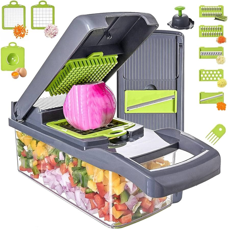 Vegetable Chopper Slicer 13-in-1 with Spice Chopper Set 7 Blades Veggie Dicer Onion Fruit Cutter | Amazon (US)
