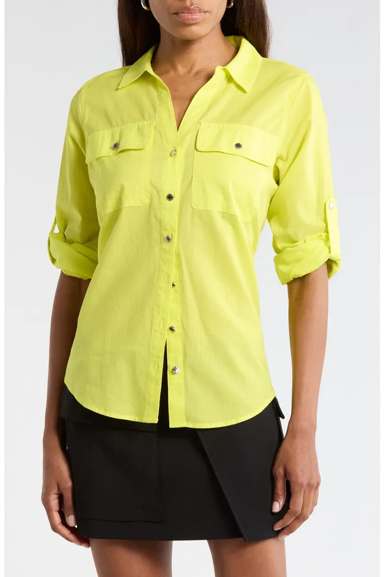 Solid Roll Sleeve Button-Up Shirt (Women) | Nordstromrack | Nordstrom Rack