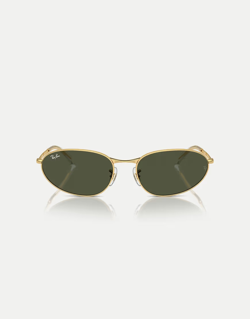 Ray-Ban – Rb3734 – Unregelmäßige Sonnenbrille in Arista-Gold mit grünen Gläsern-Goldfarben | ASOS (Global)