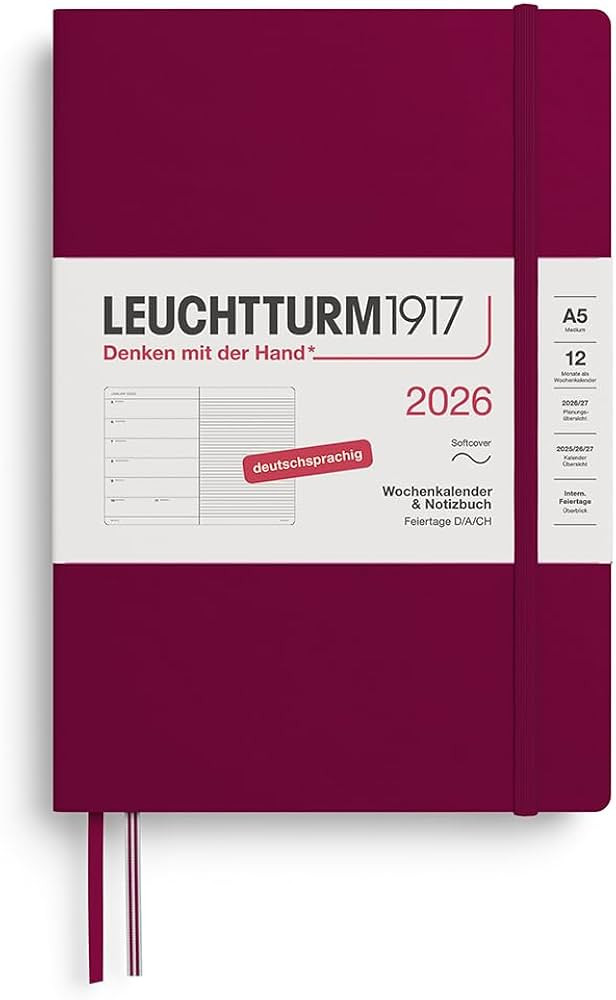 LEUCHTTURM1917 372493 Wochenkalender & Notizbuch Medium (A5) 2026, 12 Monate, Softcover, Port Red... | Amazon (DE)