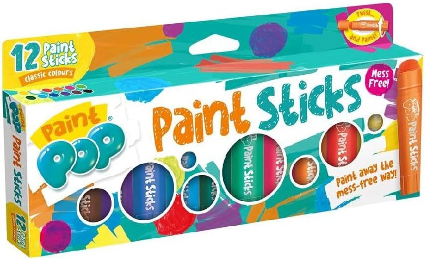 Paint Pop Paint Sticks 12 Pack Assorted - Kids Washable Drawing Crayon | Amazon (UK)