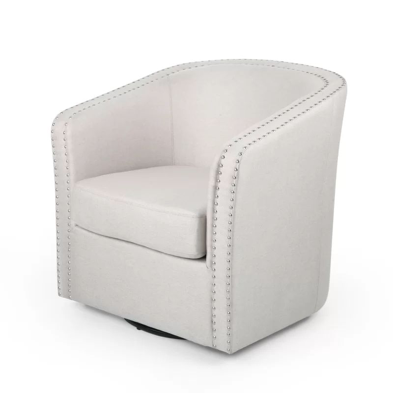 31.25'' Wide Linen Swivel Barrel Chair | Wayfair North America