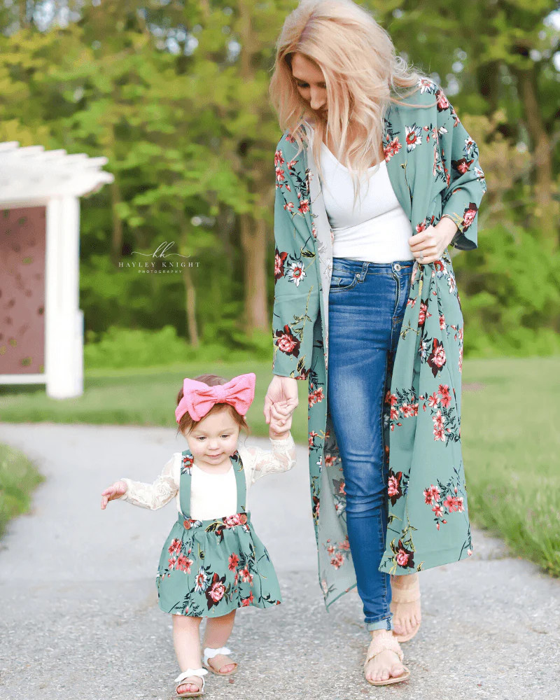 Dakota Duster Kimono - Sea Moss Floral | Bailey's Blossoms