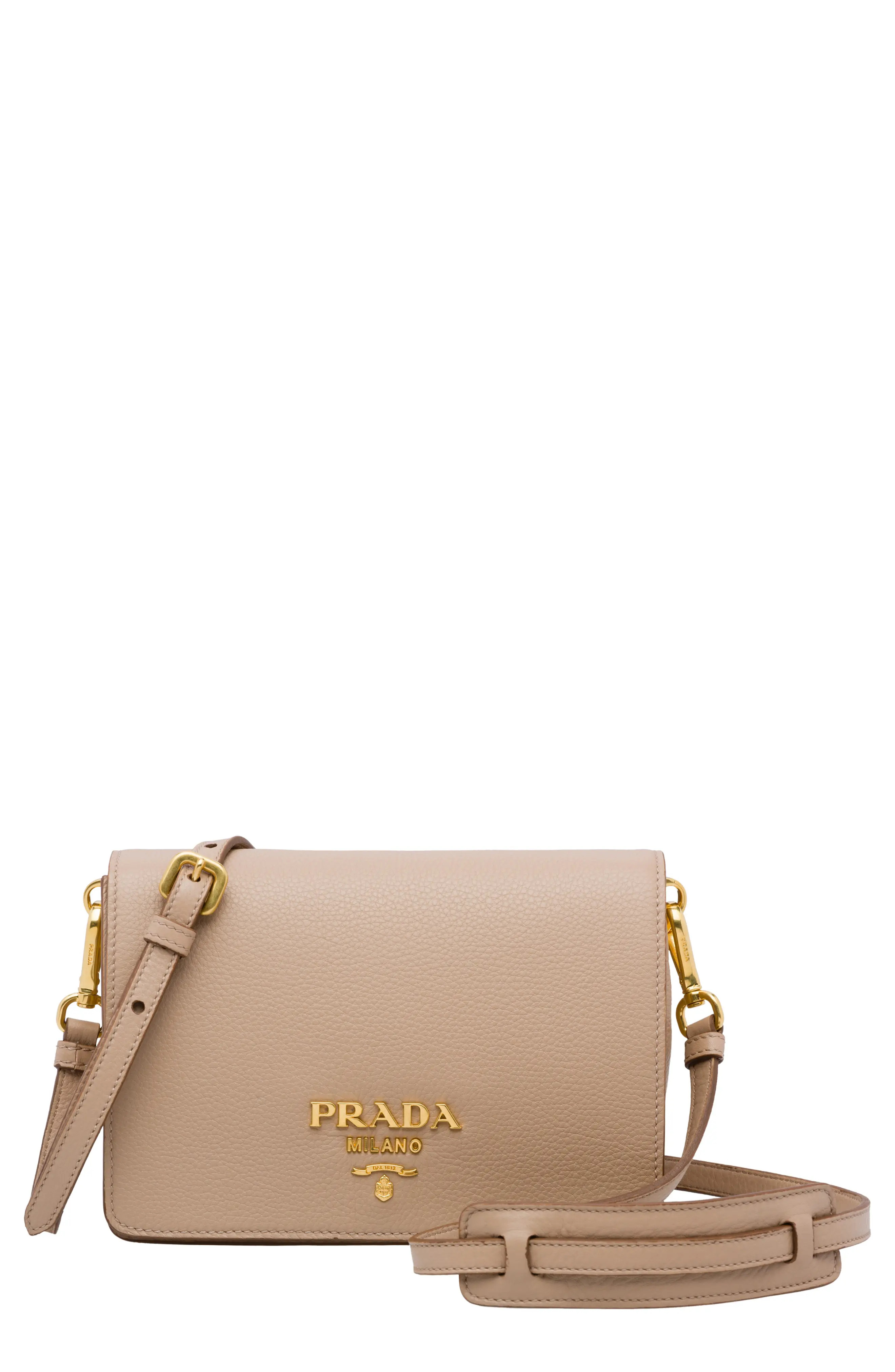 Prada Vitello Daino Double Compartment Leather Shoulder Bag | Nordstrom
