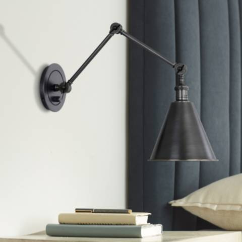 Alloy Deep Patina Bronze Plug-In Swing Arm Wall Lamp - #42E36 | Lamps Plus | LampsPlus.com