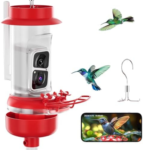 Soliom Hummingbird Feeder with Camera, Smart Bird Feeder Camera with 2K Live View AI Identify Spe... | Amazon (US)