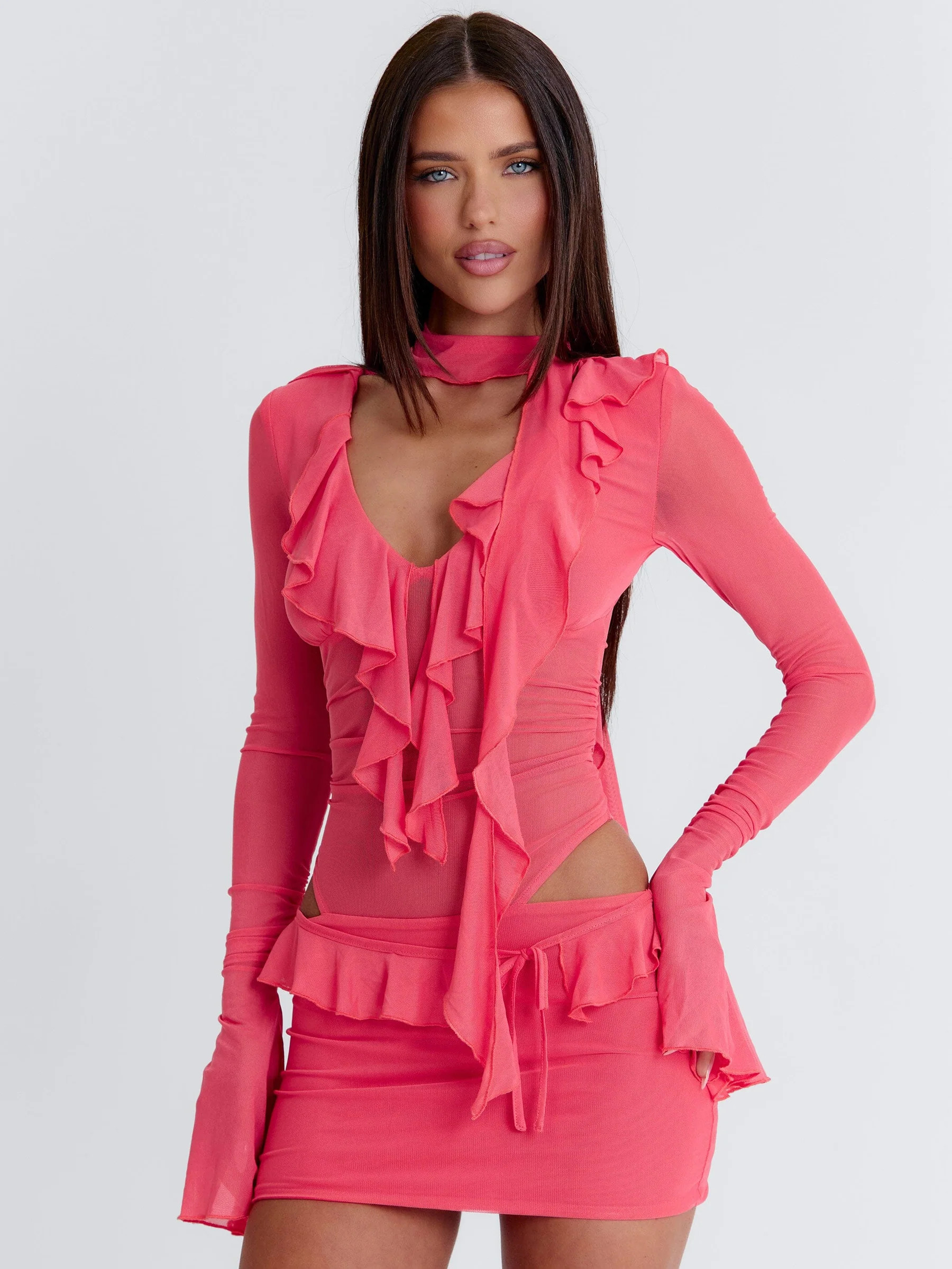 AVALINE MINI DRESS CORAL | Outcast (US & UK)