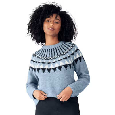 ellos Women's Plus Size Crewneck Fair Isle Pullover Sweater | Target