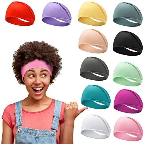12 Pack Women's Headbands non slip Hair Bands Workout Running Turban Elastic Yoga Hair Wrap for G... | Amazon (US)