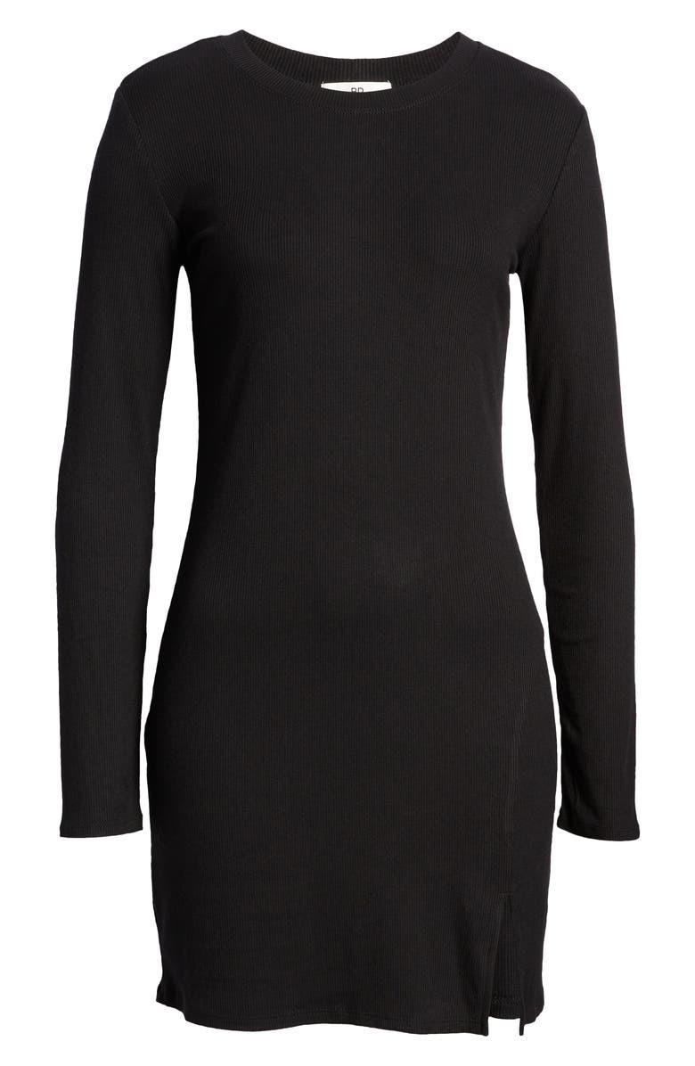 Fitted Slit Long Sleeve Rib Dress | Nordstrom
