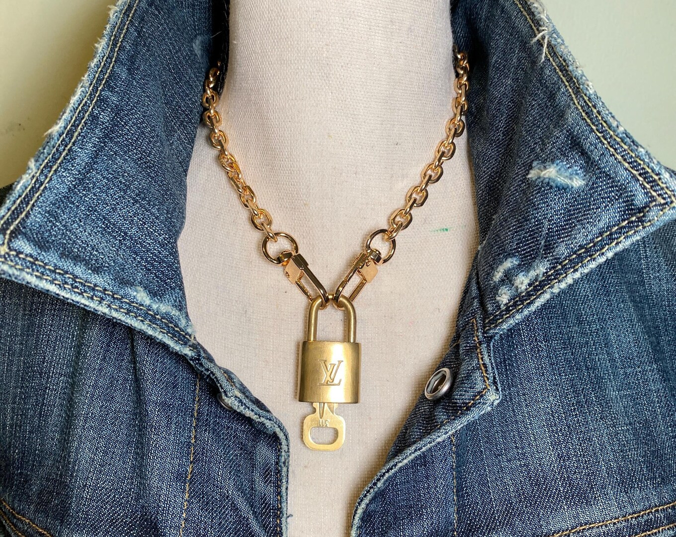 Louis Vuitton Lock and Key with Gold Tone Costume Chain | Etsy (Global)