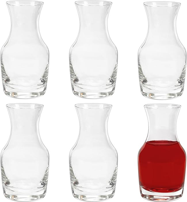 Cornucopia Brands Individual Wine Carafes (6-Pack); Small 6.5oz Single-Serving Personal Mini Size... | Amazon (US)
