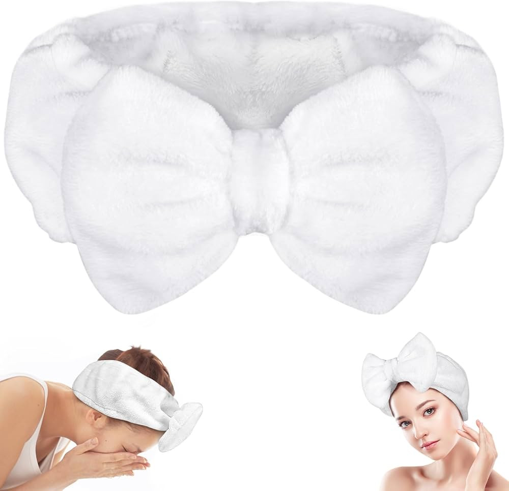 Shintop Skincare Headband, Soft Spa Headband Makeup Headwear with Cute Bow Elastic Hairband for W... | Amazon (US)