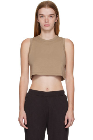 Beige SKIMS Boyfriend Sleep Crop Tank Top | SSENSE