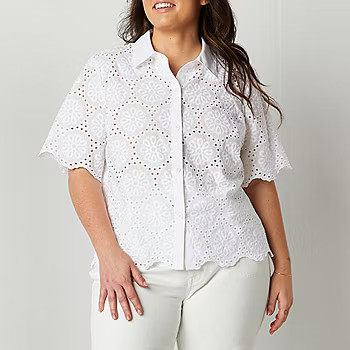 Ryegrass Womens Short Sleeve Camp Shirt Plus | JCPenney